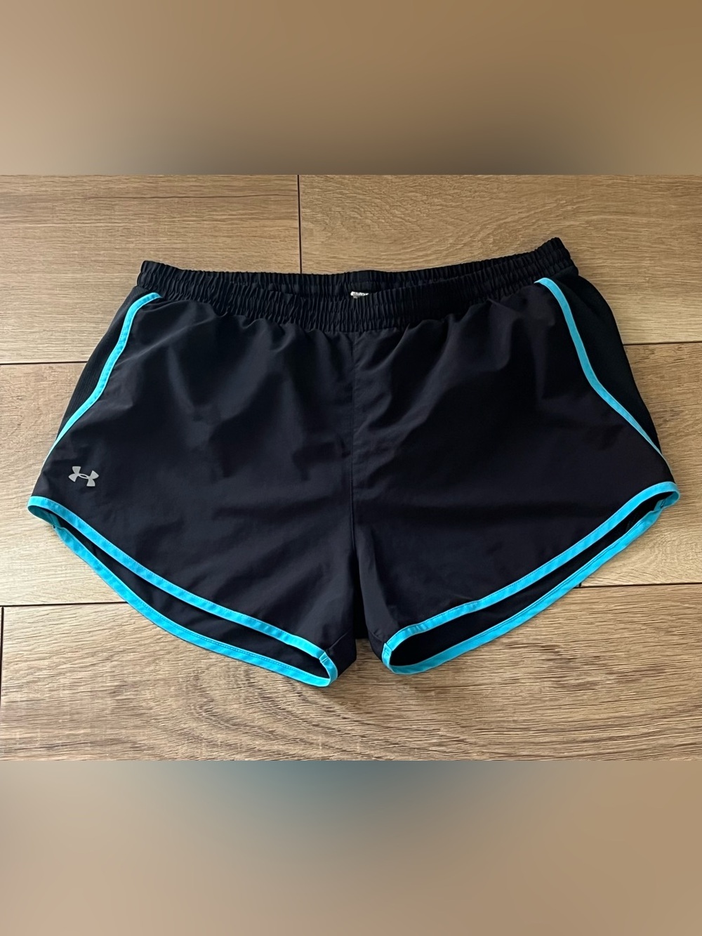 Under Armour Black Athletic Shorts with Teal Trim